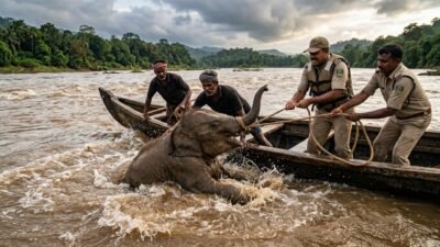 Aksi Heroik Nelayan dan Tim Kehutanan Selamatkan Bayi Gajah yang Terseret Arus Sungai Teesta